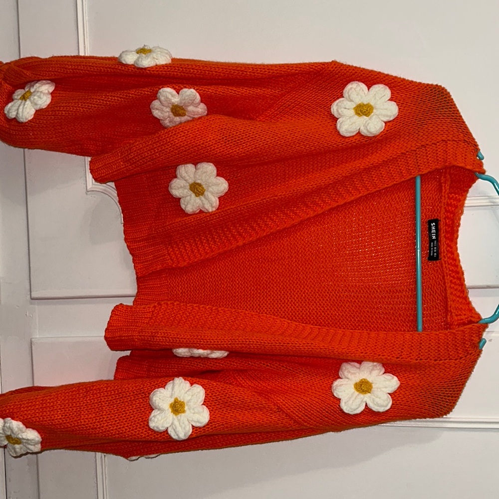 Long Sleeve Short Floral Cardigan